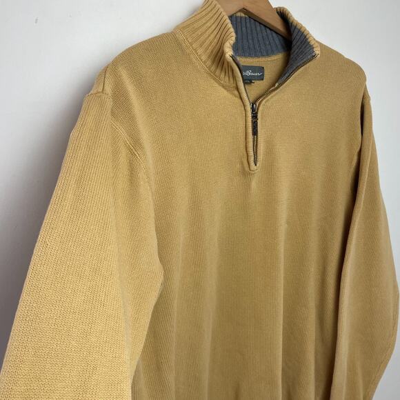 Eddie Bauer Quarter 1/4 Zip Sweater Mens TXL Yellow Cotton Preppy Quiet Luxury - Picture 2 of 6